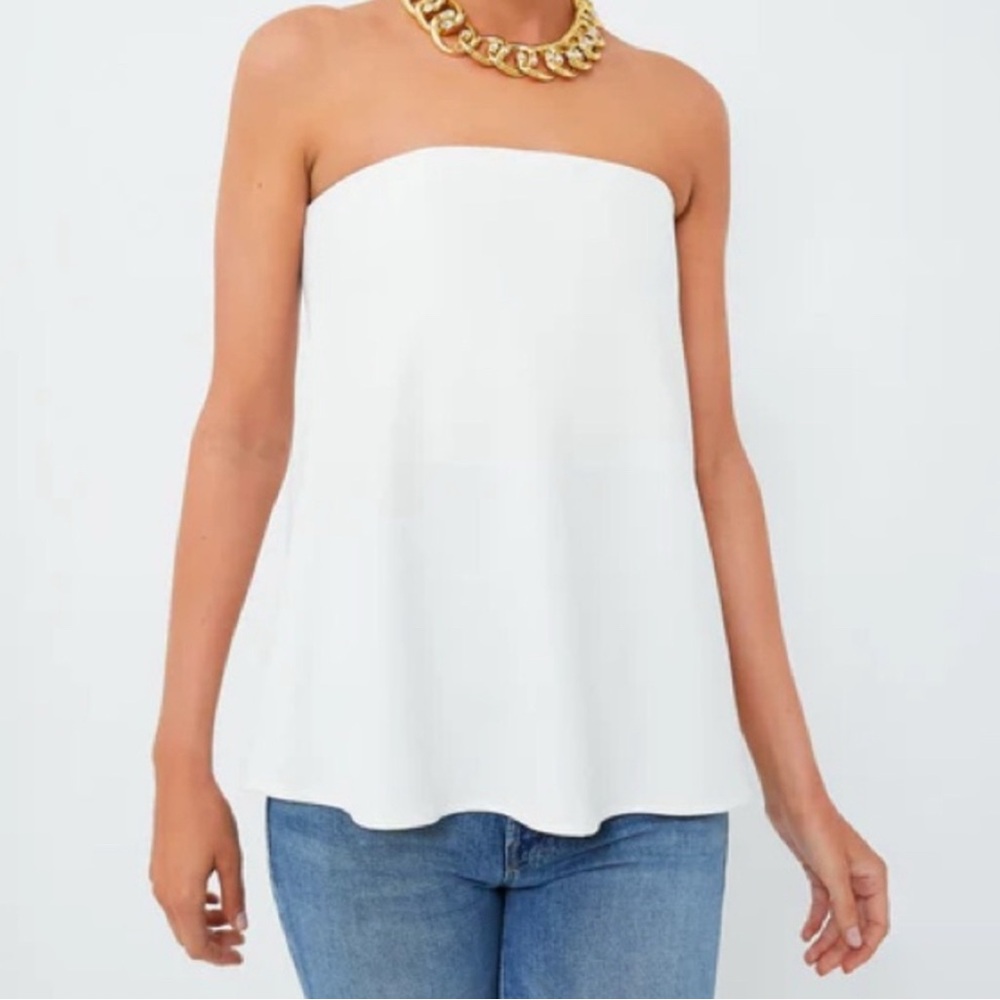 TUCKERNUCK Strapless Ivory Crepe Marin Top Small